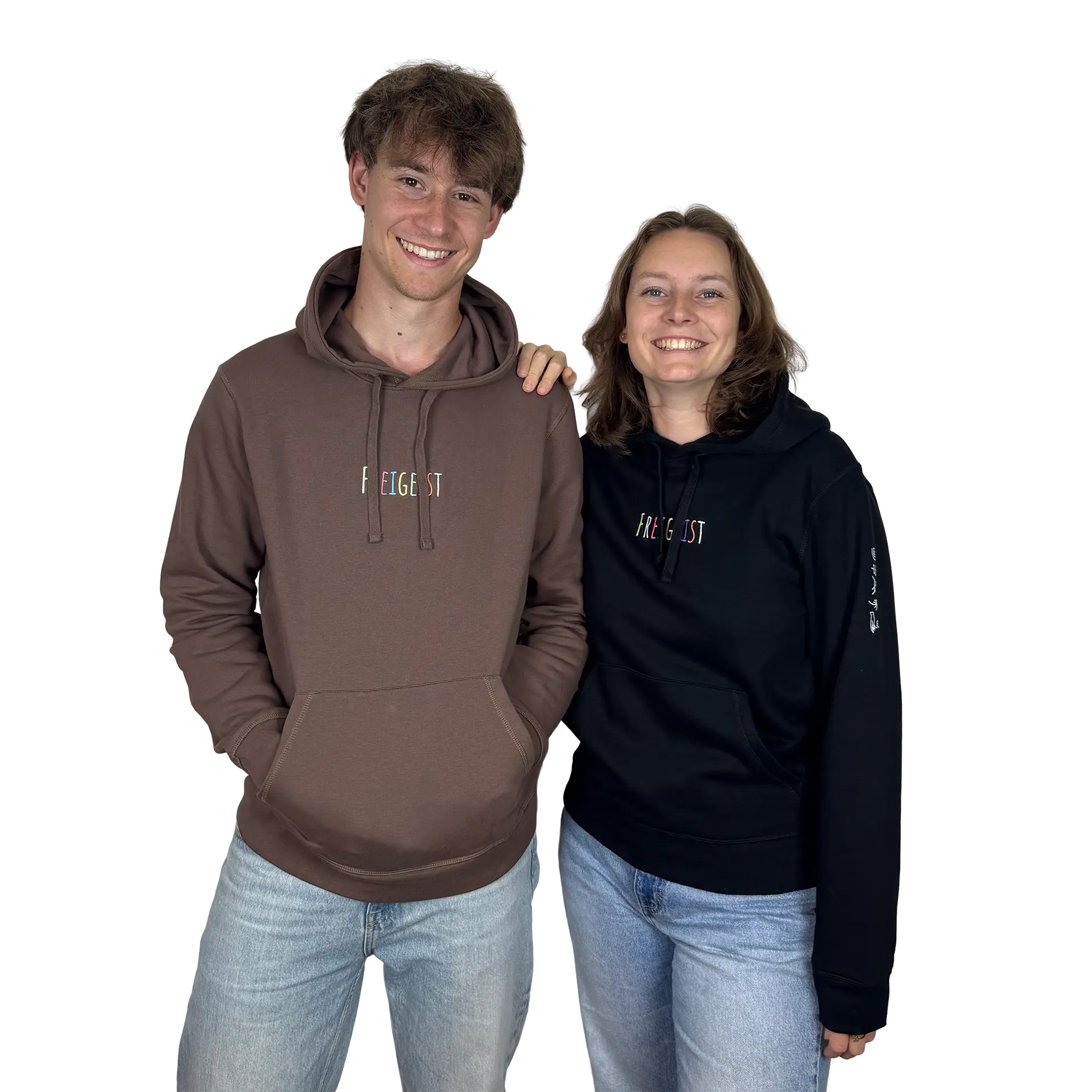 Freigeist Hoodie Unisex Modelfotos Mann und Frau