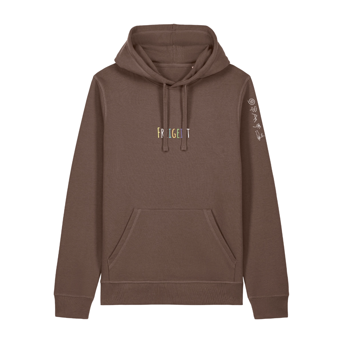 Freigeist Kapuzenpullover Mokka mit hochwertigem Stick und Kapuze
